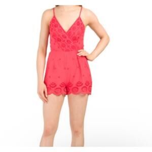 Japna Romper Eyelet Smocked Back Spaghetti Strap Lined